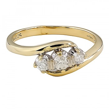 9ct gold Diamond 0.25cts 3 stone Ring size P